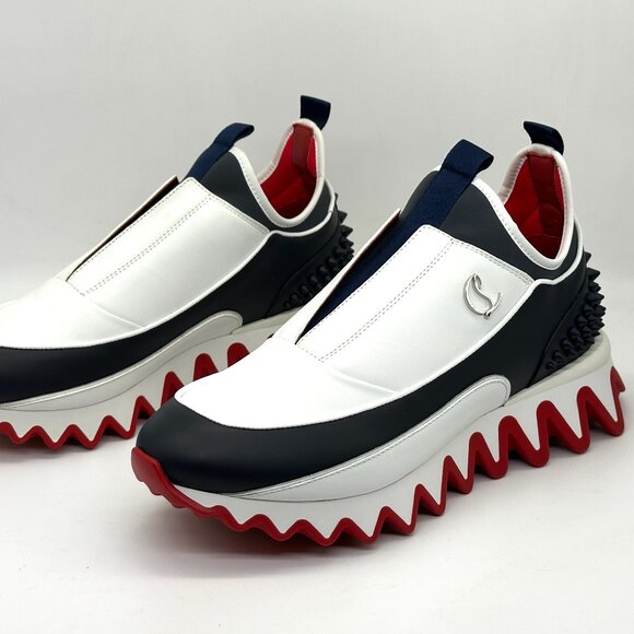 Christian Louboutin SHARKYLOUB SP Spikes Flat Leather Sneakers Shoes Mens
